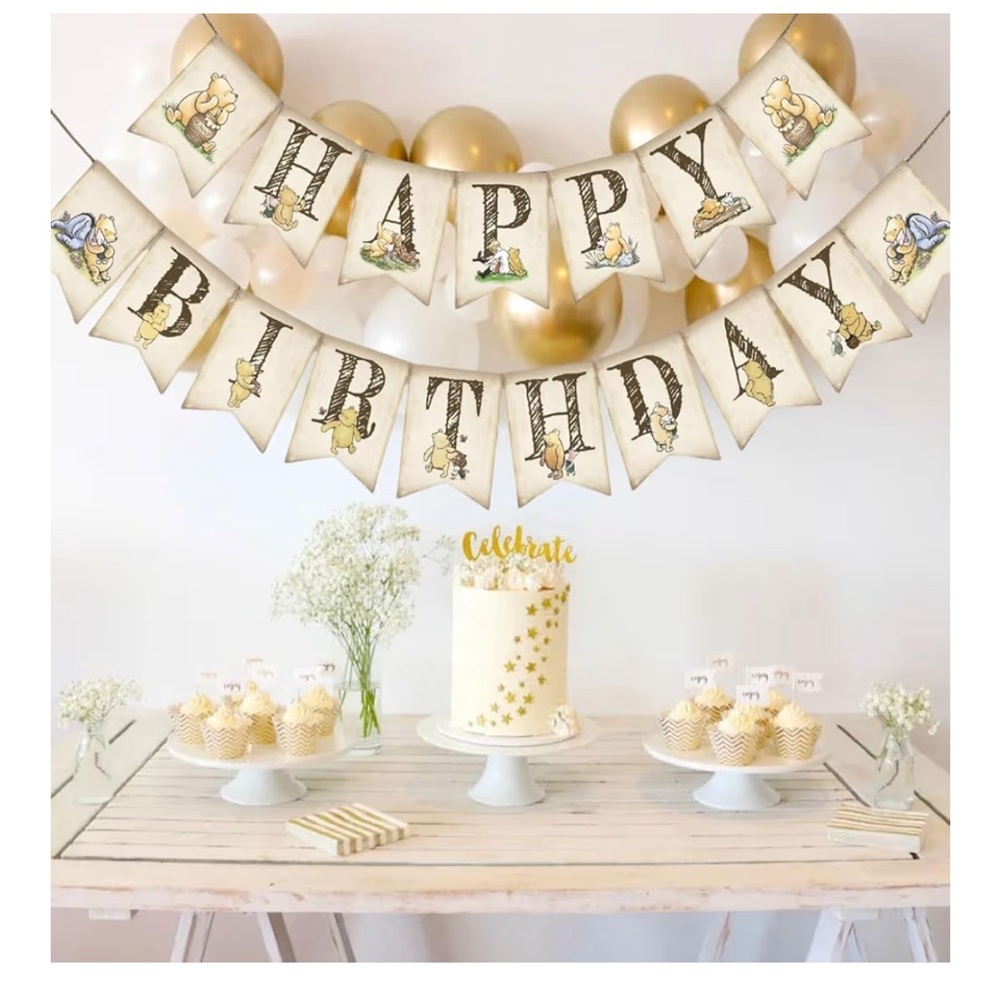 Winnie The Pooh Birthday Banner x2